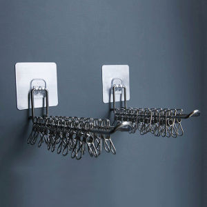 [Energetic] Versatile Wall-mounted Hanger Storage Space-saving Foldable Clothes Hanger Rack Windproof Anti-slip Organizer