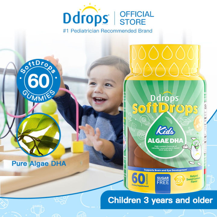 Ddrops Children's Seaweed DHA Gummies, Algae Oil DHA Gummies, Kids DHA