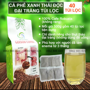 Cà phê xanh thải độc đại tràng dạng túi lọc cà phê thải độc đại tràng 100% Robusta cà phê thụt tháo đại tràng (Gói 500gr gồm 40 túi lọc)