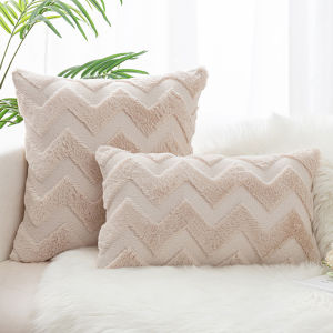 Plush Decoration Throw Pillow Case 30x50cm 45x45cm Solid Color 3D Wavy Pattern Cushion Cover For Home Bedroom Living Room Sofa Decor