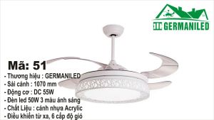 [BH 5 năm - Động cơ lõi đồng DC 6 cấp độ gió] Quạt trần đèn dấu cánh hiện đại3 chế độ ánh sáng điều kiển từ xa -GER 51