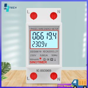 [ VKTECH ] Digital Electricity Usage Monitor LCD Display 220V 230V Electricity Consumption Monitor Super Energy Saving 50 60Hz for Indoor