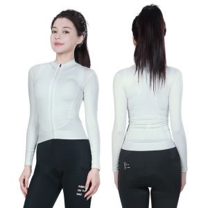 INBKIE Womens Cycling Jersey Long Sleeve Slim Fit Bike Clothing Biking Shirts Quick Dry Full Zip Bicycle Tops Jersey with 3 Pocke