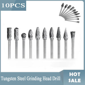 10pcs Tungsten Carbide Rotary Burr Set 6X3mm Shank Double Cut Helical Flute - Versatile Milling Cutter For Metal & Woodworking Drilling Metal Carving Engraving Polishing Electric Grinding Tool