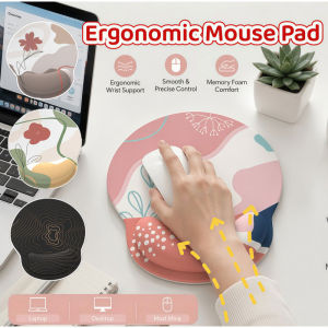 Wrist Rest Mouse Pad Soft Memory Foam Anti Slip Ergonomic Round Mouse Mat for Office Laptop Desktop
