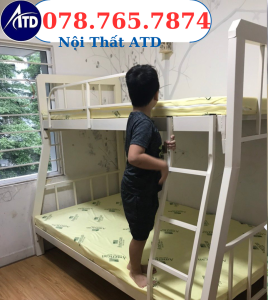 [GIAO TOÀN QUỐC] Giường tầng sắt hộp vuông cứng cáp màu kem giá tốt chất lượng cao