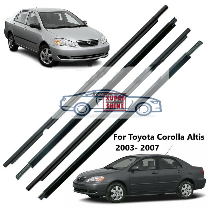 4-Piece Weatherstrip Window Belt Moulding Trim – Fits 2007–2011 Toyota Camry (Silver Chrome)
