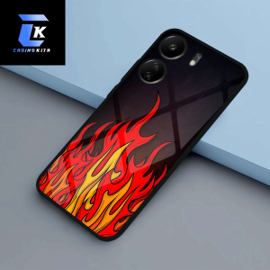 Case Xiaomi Poco C65 Motif Fire - Softcase Glass Premium Kaca - Casing Redmi 13C (CKC6513C006)