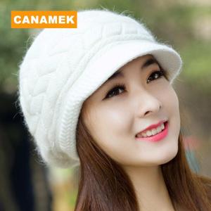【CANAMEK】 Women Knitted Hat Winter Warm Knitted Baggy Beret Beanie Hat Ski Hat
