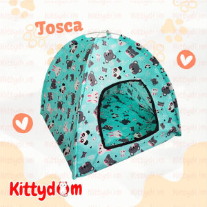 KITTYDOM Tenda Kucing Lipat Portable Motif Fullset Alas Bantal Kasur Tempat Tidur Kucing Anjing Kelinci Cat Kitten Anabul Kandang Hewan Portable Ekonomis