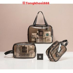 PVN16395 Set 3 túi trong suốt đựng đồ mỹ phẩm du lịch thời trang T8