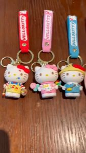 Hello Kitty Figurine Keychain with Lanyard PVC Soft Rubber Keyring Bag Charm Gift for Sanrio Lover