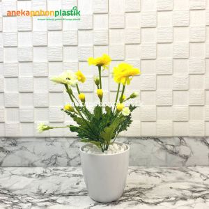 Tanaman Hias Bunga Daisy Plastik Artificial Vas Melamine Hiasan Pajangan Dekorasi Meja Rumah Aesthetic