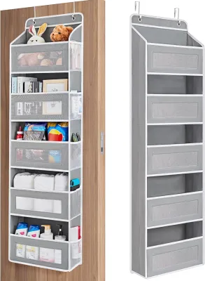 Over the Door Organizer Storage 5 Shelf Hanging Door Organizer with 5 Large Capacity Pockets for Bedroom Bathroom 1pcs
