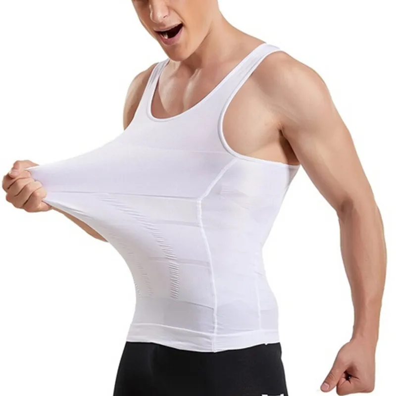 US Men's Slimming Body Shaper Vest Moobs Chest Compression Shirt Tank Top  Corset