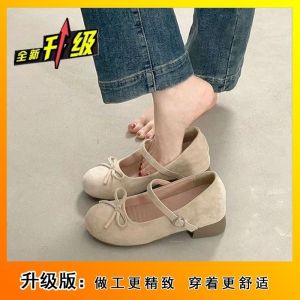 Free Shipping Sweet-Style Bowknot WomenS Single Shoes New Spring Collection Versatile With A Chunky Heel And Shallow Toe Design