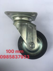 Bánh xe 100 mm 150 kg xoay cao su WJ-100 Nhật lắp xe đẩy hàng nhẹ nhàng êm ái