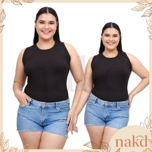 NAKD FASHION QUINBY BASIC KNITTED ROUND NECK RACER SUMMER TANK SHAPE BODY HUGGING PLUS SIZE TOP 5102