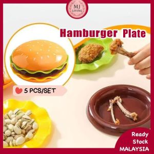 Pinggan Burger 5 PCS Burger Shaped Plate Creative Food Organizer Kitchen Dish Plate Home Bekas Simpanan Buah Pinggan Kecil Burger 汉堡碟