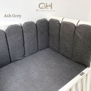 C&H Premium Baby Crib Bumper | 45cm Height Thick Cotton Playpen & Cot Protector | Safety Padding |