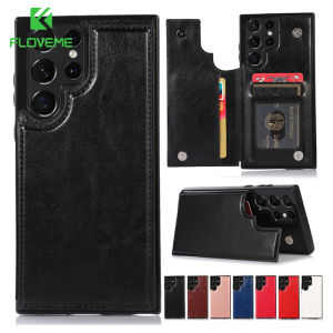 FLOVEME Luxury Leather Wallet Flip Phone Case For Samsung Galaxy S23 S22 S21 S20 Ultra Plus Note 20 Ultra Card Slot Wallet Double Button Protection Shockproof Back Cover For Samsung S23 S22 S21 S20