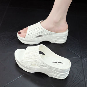 [Free Shipping] Mesh Upper Plastic Outsole Non-Slip Thick-Soled Height-Increasing Beach Sandals Comfortable For Home Use WomenS Sandals