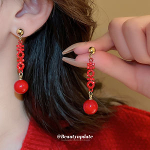 New Arrival: ต่างหูมุกแฟชั่นใหม่จีนตะวันตก เป็นแต่งชุดสำหรับเจ้าสาวหูตะปูประดับประเทศ