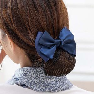 hairnet for women for work REEBO hair clip with net Headwear Sweet Professional Headwear Airline Stewardess Hotel Hair Clip Women Spring Clips Ponytail Clip Korean Bun Snood Hairgrips Cover Net