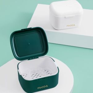 YUNAFIN Draining Braces Box Double Layer Portable Mouthguard Case Travel Mini Orthodontic Retainer Case