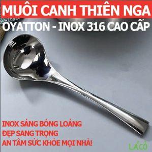 Muôi canh OYATTON muỗng múc canh inox 316 cao cấp muôi canh cán ngắn vá múc canh giá múc canh đầu tròn thép không gỉ 23cm