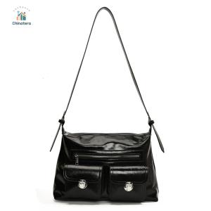 Shoulder Bag for Women with Multi Pocket Underarm Bag PU Leather Adjustable Strap Crossbody Bag Zipper for Work Travel
