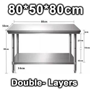 Stainless Steel Multipurpose Prep Table | 3-Tier Commercial Workbench with Adjustable Feet-120/100cm