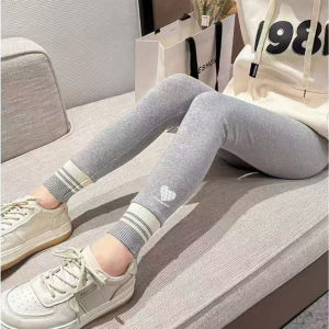 Cute Printed Heart Kuku Design Cotton Leggings Casual Outfit Trendy Stripe Leggings for 3-12Y Kids Girls
