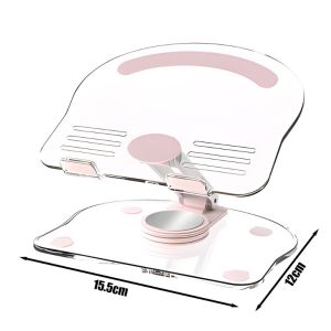 360° Rotating Foldable Tablet Stand Transparent Acrylic Tablet Stand Anti-Slip Mobile Phone Stand  Aluminum Alloy Cute Kitten Shape Desk Stand