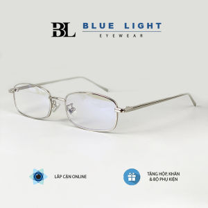 Gọng Kính Cận Kính Mắt Giả Cận Nam Nữ Mắt Vuông Chữ Nhật Nhỏ Xíu Gọng Kim Loại Bạc Chống Ánh Sáng Xanh - BLUE LIGHT