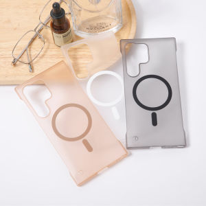 Thin For Magsafe Matte Clear Frameless Phone Case For Samsung S25 S24 Plus S22 S23 Ultra FE Wireless Charging Borderless Cover