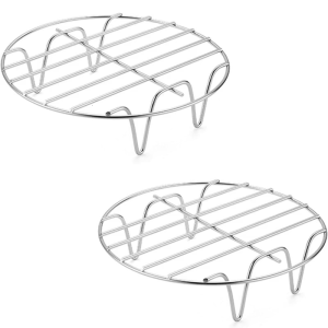 2pcs 7 inch chiên bằng không khí giá Khay thép không gỉ Vỉ nấu đa chức năng hấp Kệ đồ dùng nhà bếp