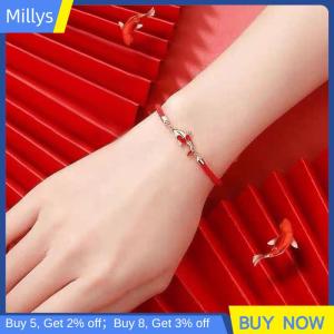 Millys สร้อยข้อมือนำโชคเชือกถักสร้อยข้อมือ KOI สายสีแดงของขวัญวาเลนไทน์ของขวัญคู่รัก