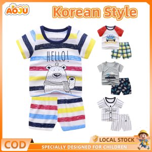AOJU Baby Boy Clothes Kids Clothes Boy Set Baby Terno T-shirt Clothes For Kids Boy Terno Fashion Short-sleeved  2PCS