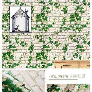 Wallpaper Sticker Dinding Motif Bata Daun Panjang 8M X 45Cm