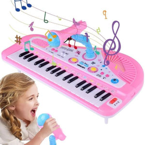 Kids Piano 37 Keys Mini Electronic Organ Musical Piano Teaching Keyboard with Microphone