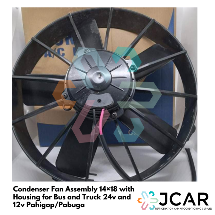 Condensor Mini Bus Condenser Fan Assembly 14×18 with Housing for Bus and Truck 24v and 12v ...