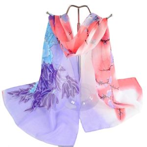 MIRELINA 16050cm Chiffon Scarf Floral Sunscreen Silk Shawl Fashion Gradient Long Wrap Shawl for Women