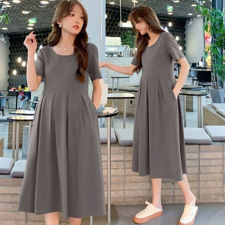 Women Large Size Pregnancy Dress M-5XL Maternity Dresses Pregnancy Clothes  Loose Long Dress Korean Plain Dress for Pregnant Women Lazada PH