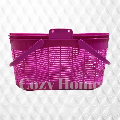Picnic Weave Basket w/ Two Opener Lid & Side Handle Sides Lock Food Storage Picnic Organizer Space Savers