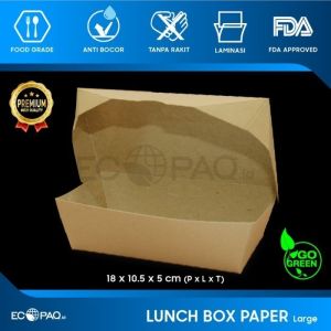 Lunch Box Paper COKLAT -(Tanpa Rakit) -(isi 50 pcs)- LARGE L
