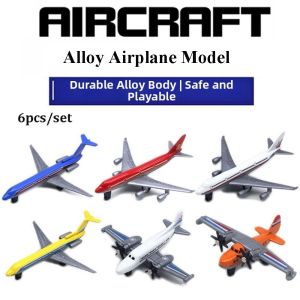METALIX 1/6pcs Metal Plastic Alloy Diecast Fighter 1:64 Multicolors Passenger Airplane Model Set Taxiing Small Airplane Toys Home Decor