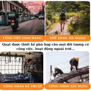 Quạt đeo cổ mini đeo hông pin siêu trâu quạt đeo thắt lưng quạt kẹp tích điện lửng 2 luồng 4 cấp độ