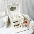 Multifunction Leather Jewelry Box With Lock Watch Earrings Necklace Jewelry Storage Organizer Women Jewelry Case Organizer. 