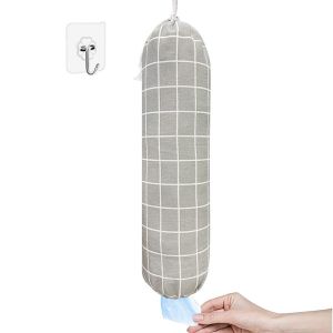 ERHANA Washable Plastic Bags Storage Bag Multi-functional Wall Mount Trash Bag Dispenser Large Capacity Drawstring Adjustment Extraction Garbage Bag Storage Holder Home Kitchen